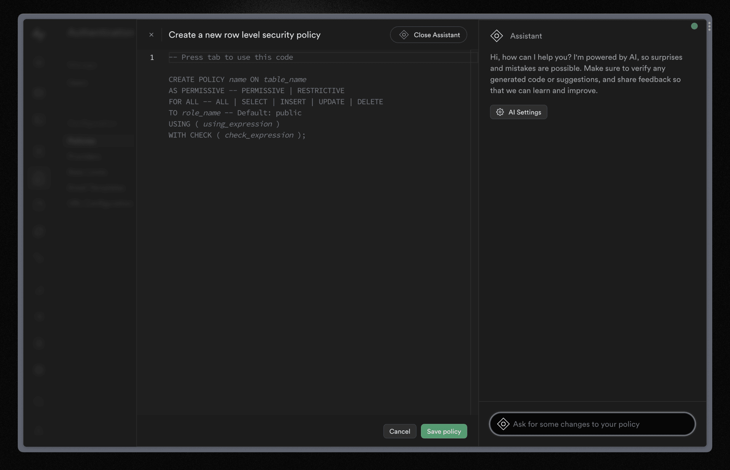 Supabase new AI Assistant